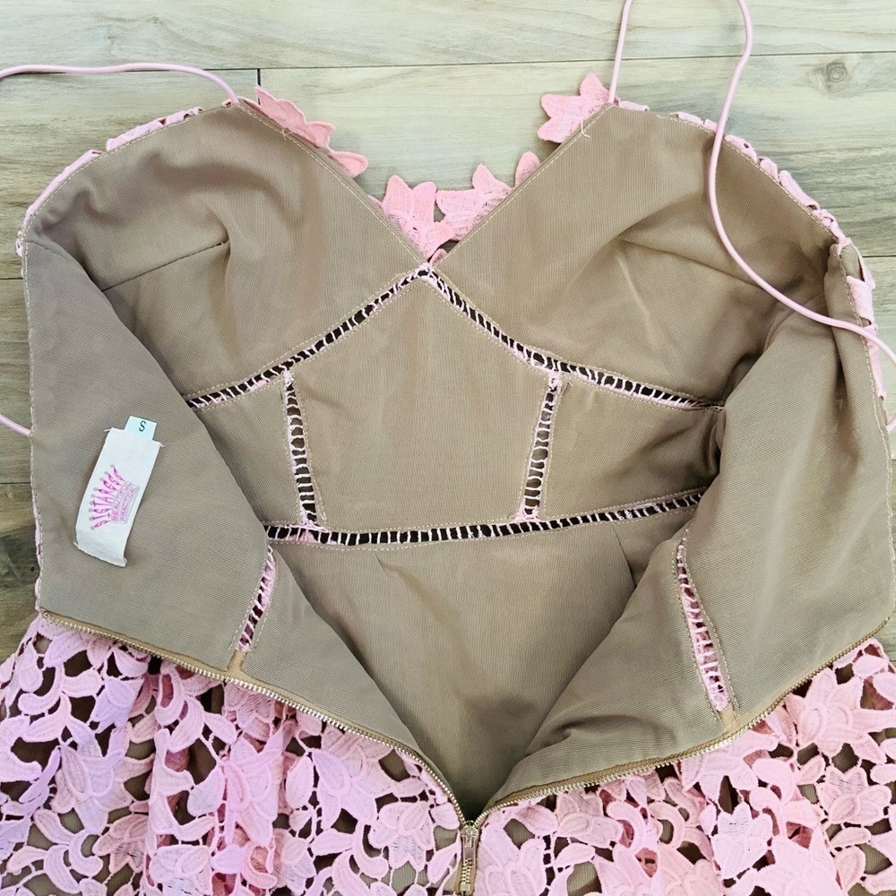 Sistaress Practical Lace Pattern Dress in Blush - Picture 9 of 13